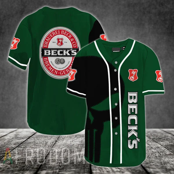 Black Skull Beck's Baseball Jersey Style1745