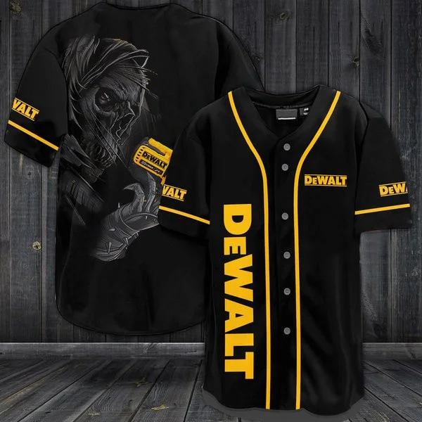 Black Skull Dewalt Baseball Jersey Style8118