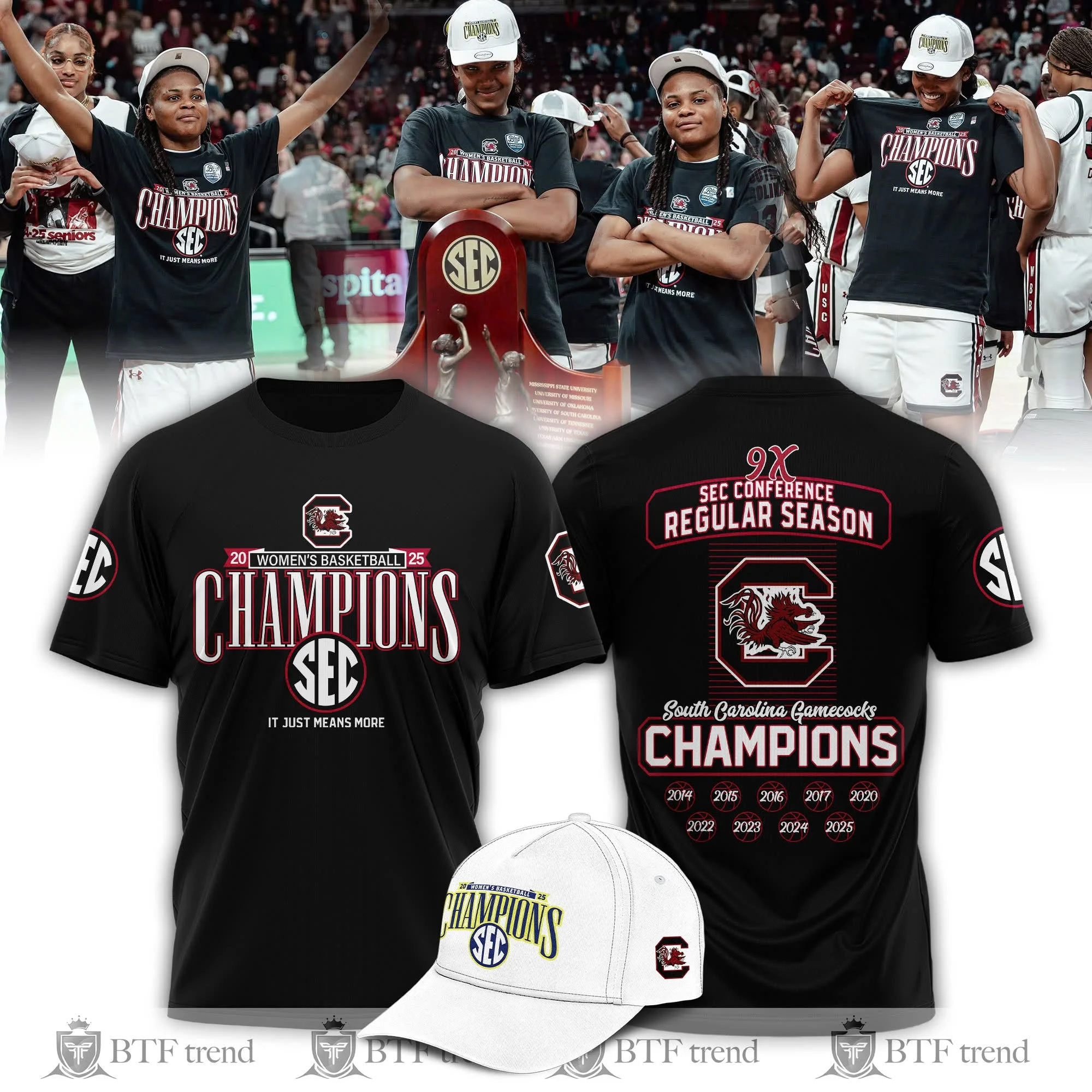 Black South Carolina Gamecocks 2025 T-ShirtEC Women's Basketball Gifts For Football Fan