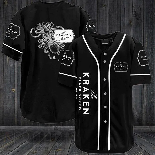 Black The Kraken Rum Baseball Jersey Style9970