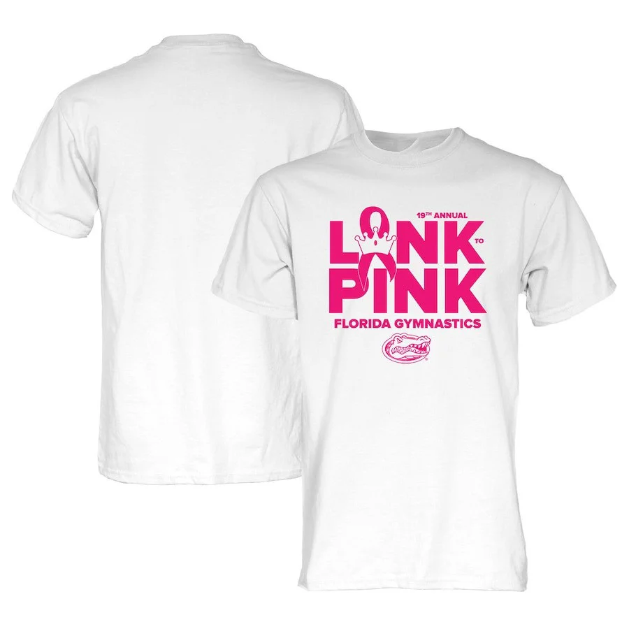 Blue 84 White Florida Gators 2025 Gymnastics Link To Pink T-Shirt For Mom
