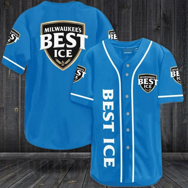 Blue Milwaukee's Best Ice Baseball Jersey Style8128