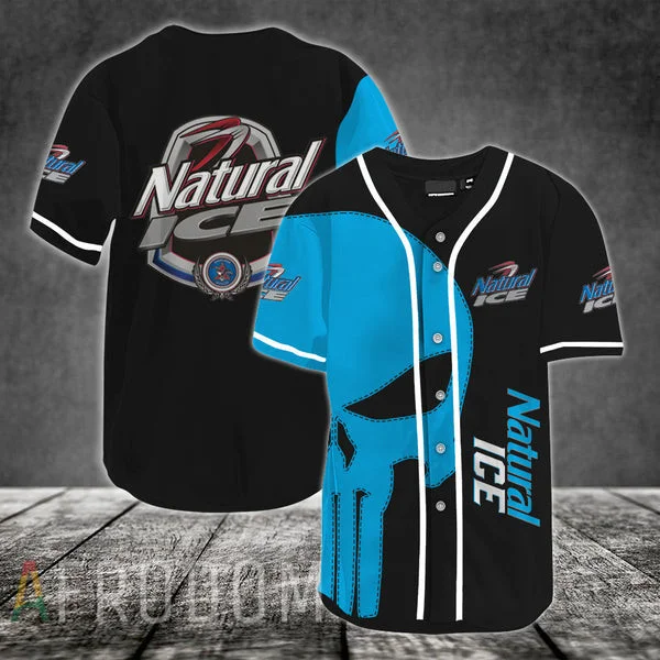 Blue Skull Natural Ice Baseball Jersey Style3885