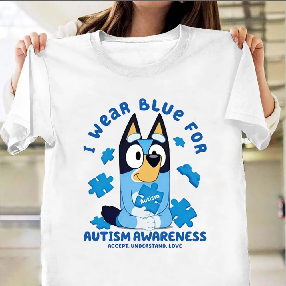 Bluey I Wear Blue For Autism Awareness Month Shirt Accept Understand Love Support Autism