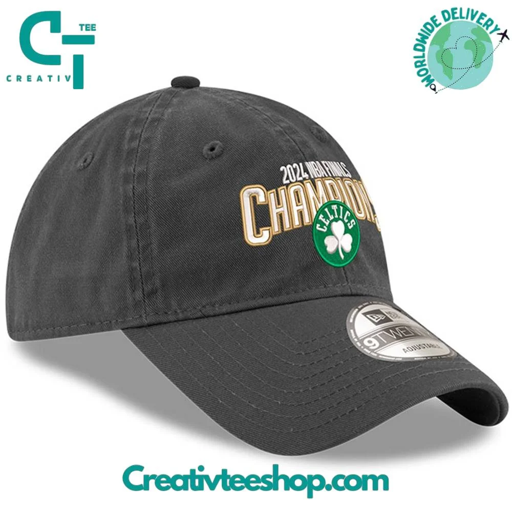 Boston Celtics Graphite 2024 NBA Finals Champions Arched Adjustable Hat