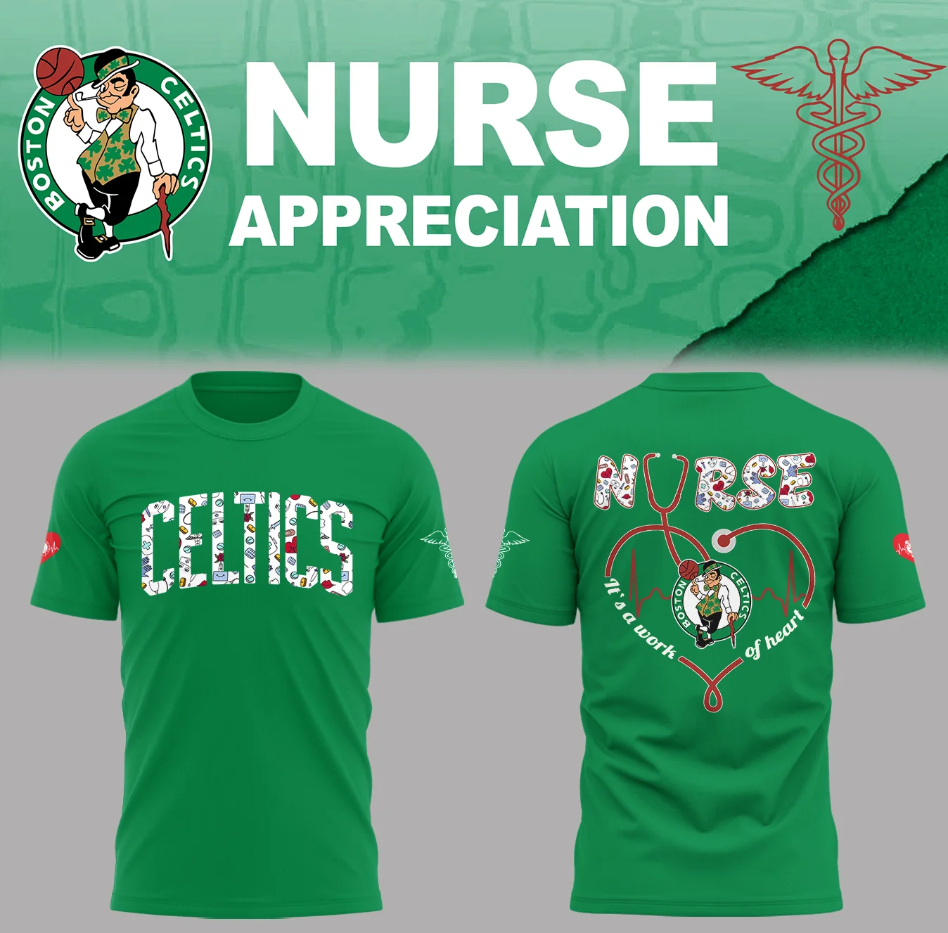 Boston Celtics x Nurse Appreciation T-Shirt For Basketball Players Basketball