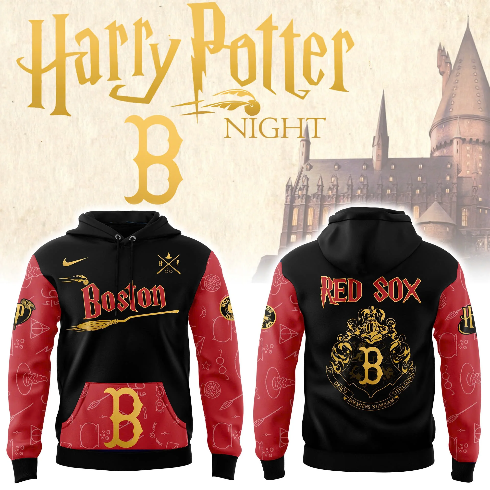 Boston Red Sox x Harry Potter Night Heritage Hoodie Presents For Baseball Lovers
