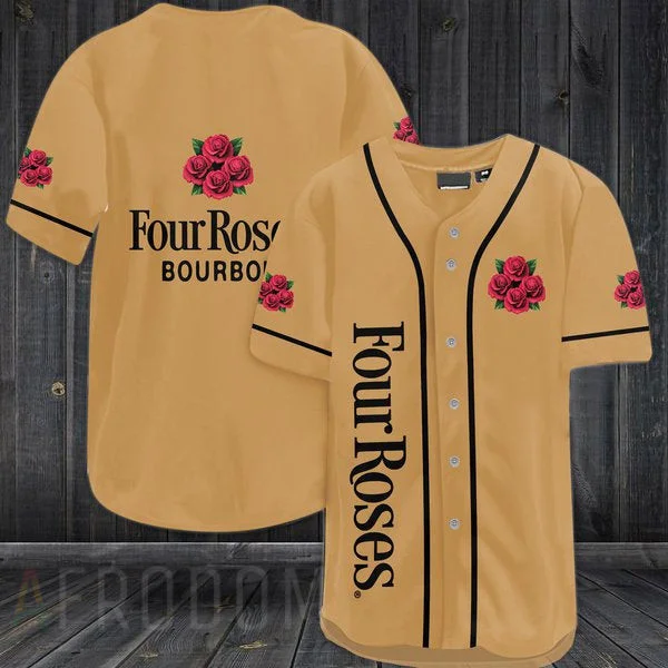 Brown Four Roses Bourbon Baseball Jersey Style7913