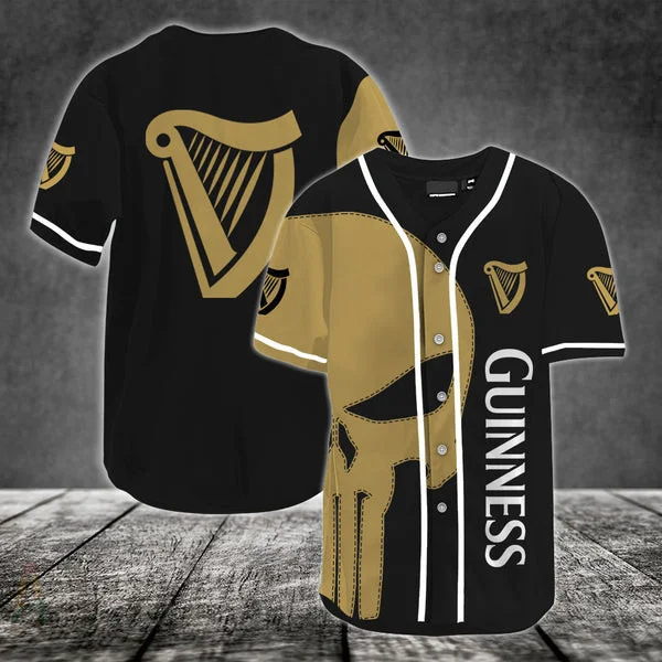 Brown Skull Guinness Baseball Jersey Style4522