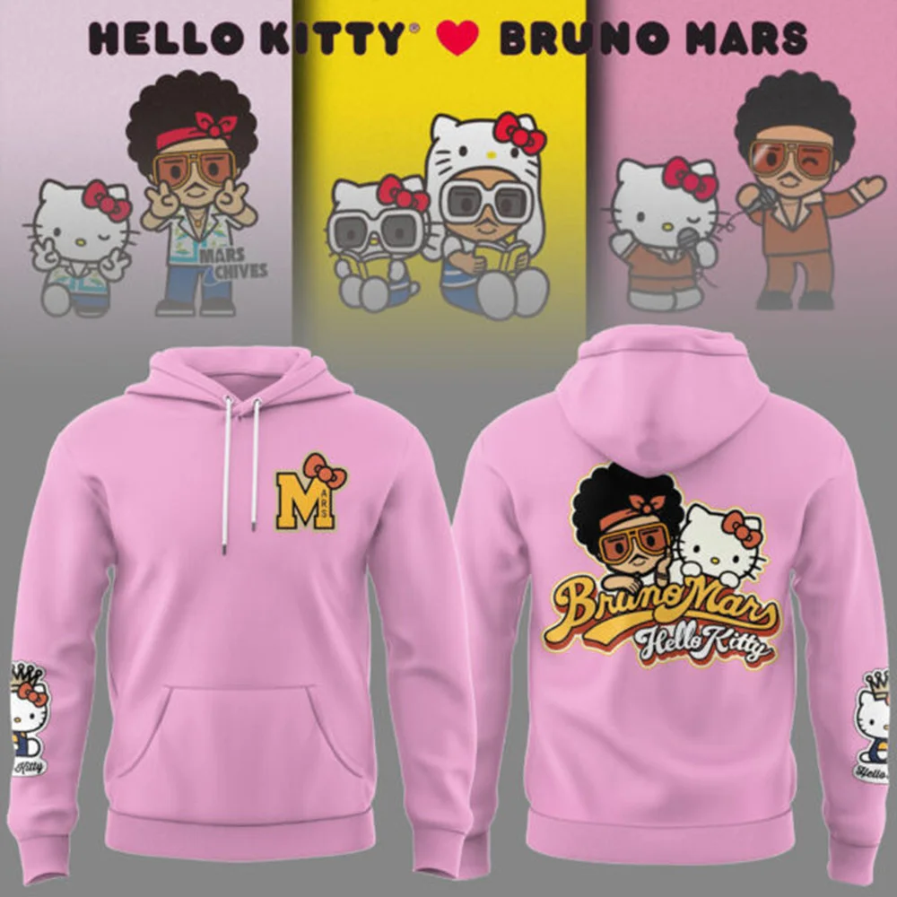 Bruno Mars Collaboration Hello Kitty Pink Hoodie Gifts For Daughter