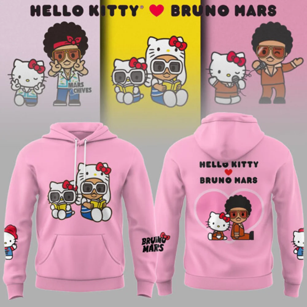 Bruno Mars Collaboration Hello Kitty Pink Hoodie Gift Ideas For Music Lovers