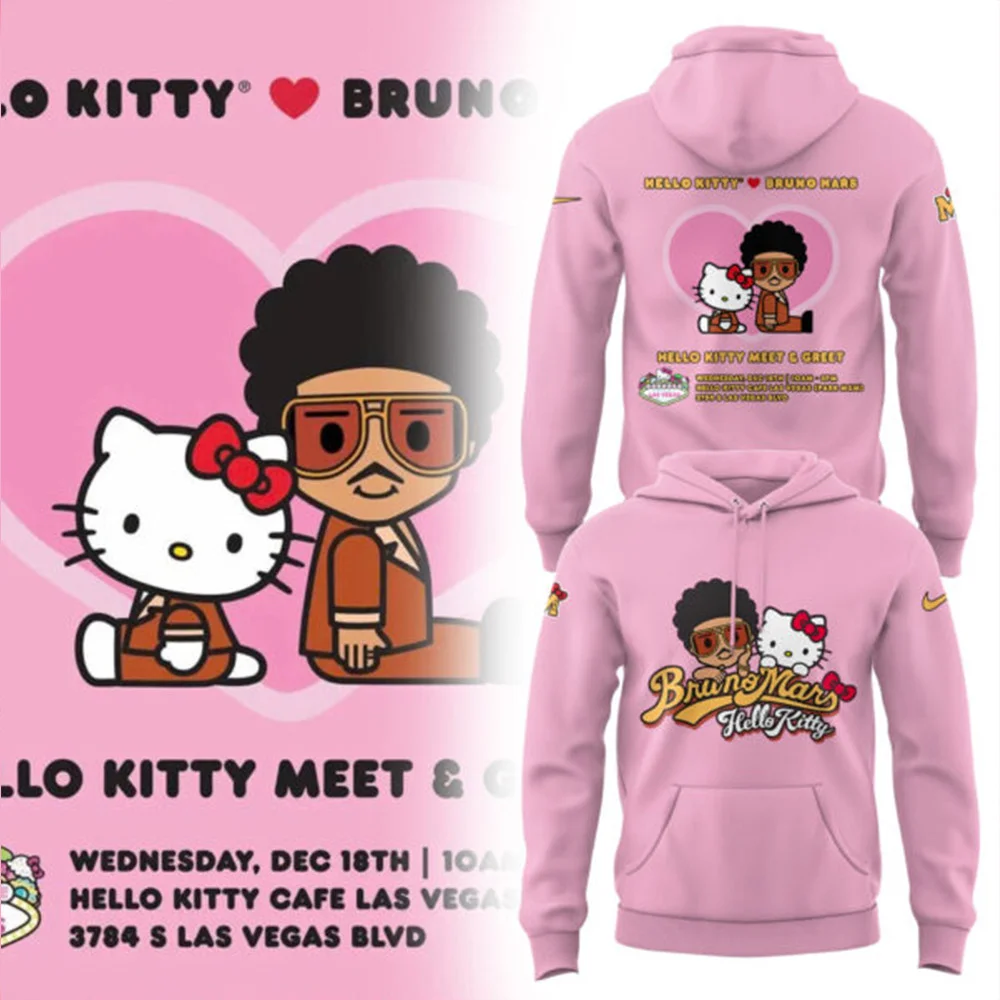 Bruno Mars Collaboration Hello Kitty Pink Hoodie