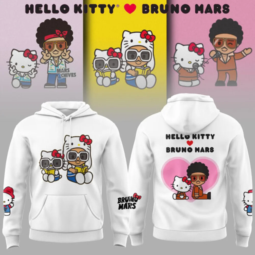 Bruno Mars Collaboration Hello Kitty White Hoodie Best Gifts For Girlfriend