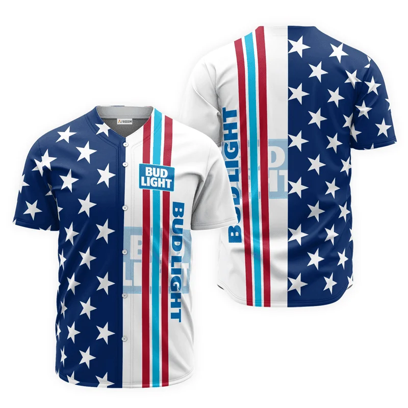 Bud Light American Flag Baseball Jersey Style2768