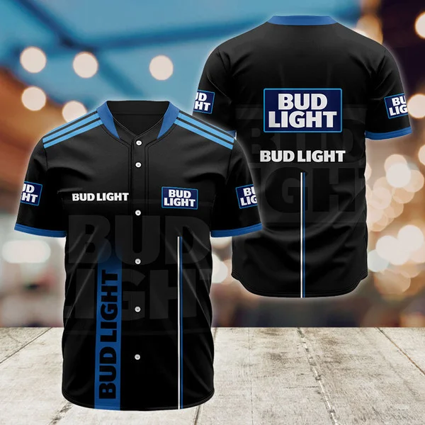 Bud Light Black Label Logo Baseball Jersey Style5834