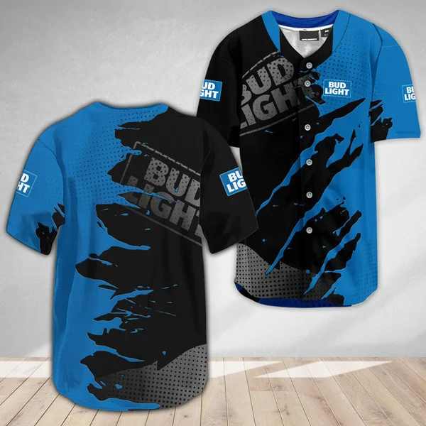 Bud Light Metal Crack Pattern Baseball Jersey Style9086