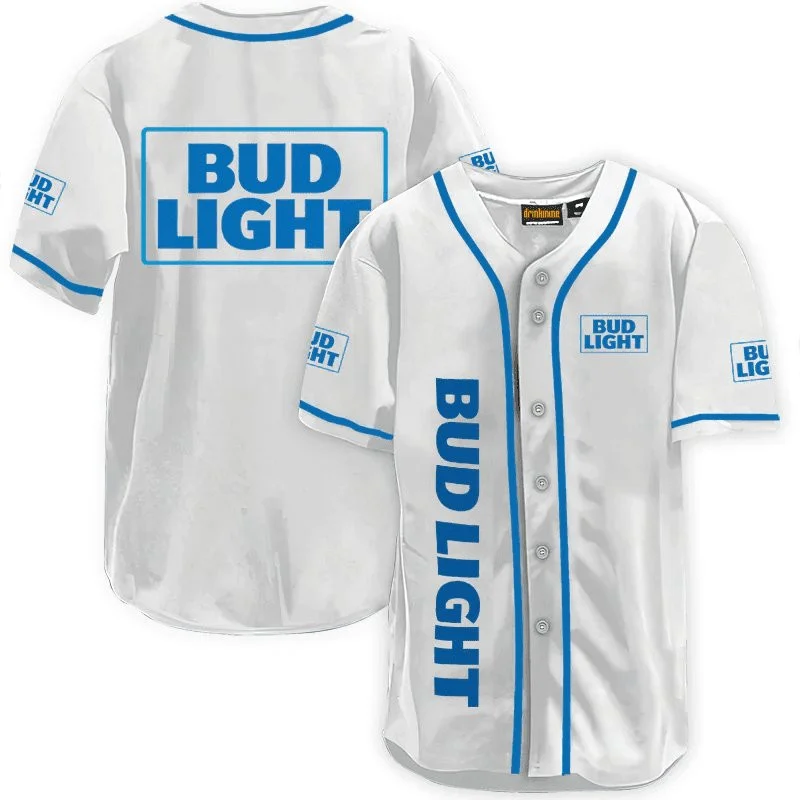 Bud Light White Baseball Jersey Style1599