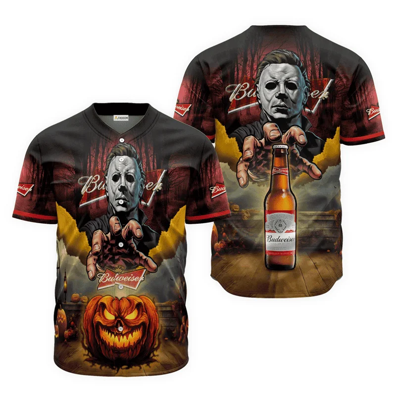Budweiser Beer Halloween Michael Myers Baseball Jersey Style8724