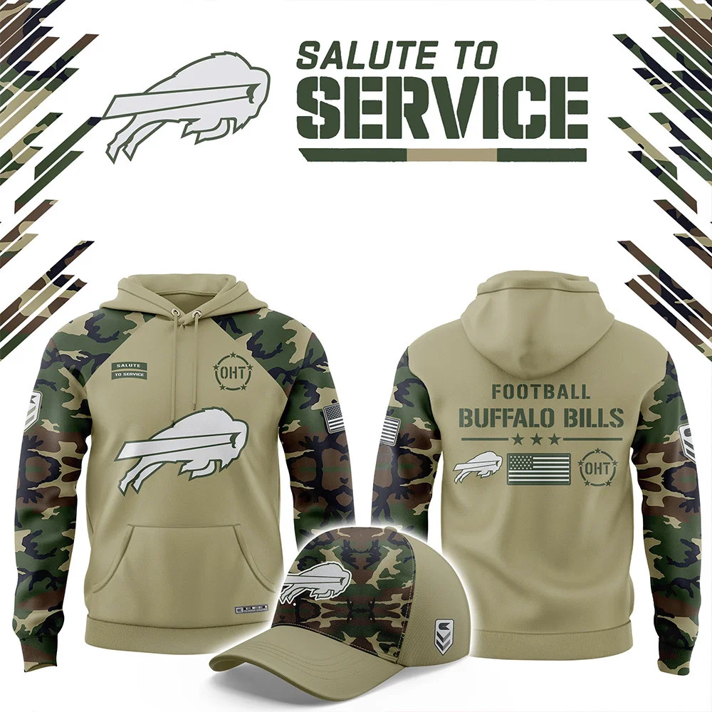 Buffalo Bills 2025 Salute to Service Club Fleece Edition Hoodie Football Themed Gifts