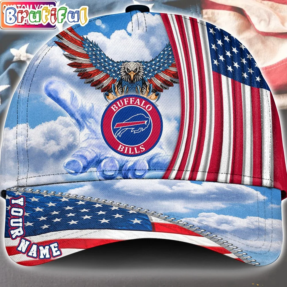 Buffalo Bills America Eagle Flag 4th Of July Baseball Cap, Football Veteran Cap