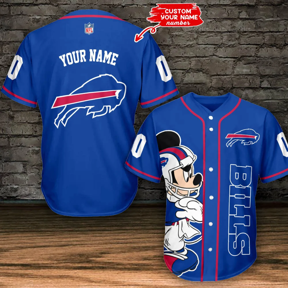 Buffalo Bills Mickey Mouse Personalized Baseball Jersey 460