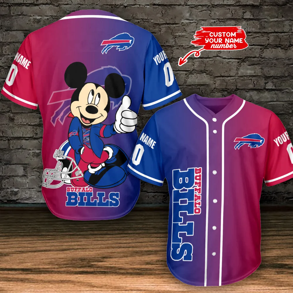 Buffalo Bills Mickey Mouse Personalized Baseball Jersey 539