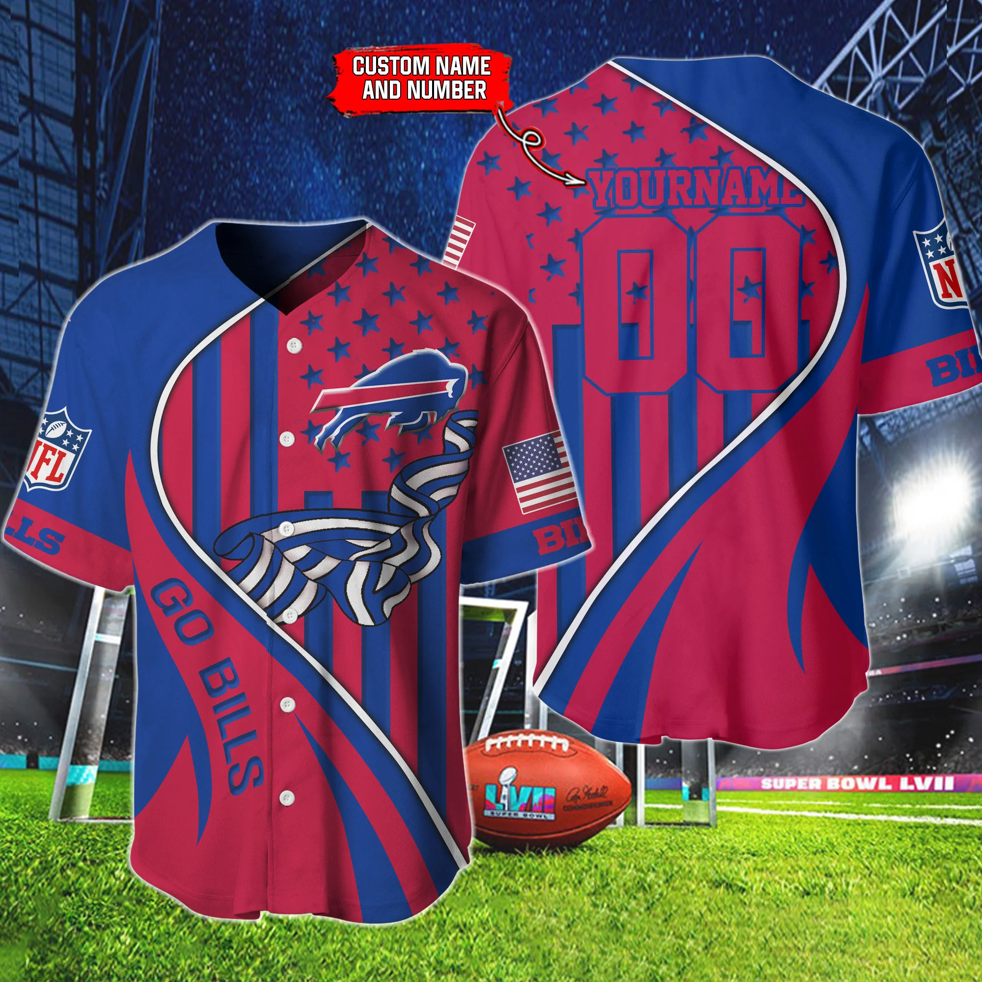 Buffalo Bills Personalized Baseball Jersey 862