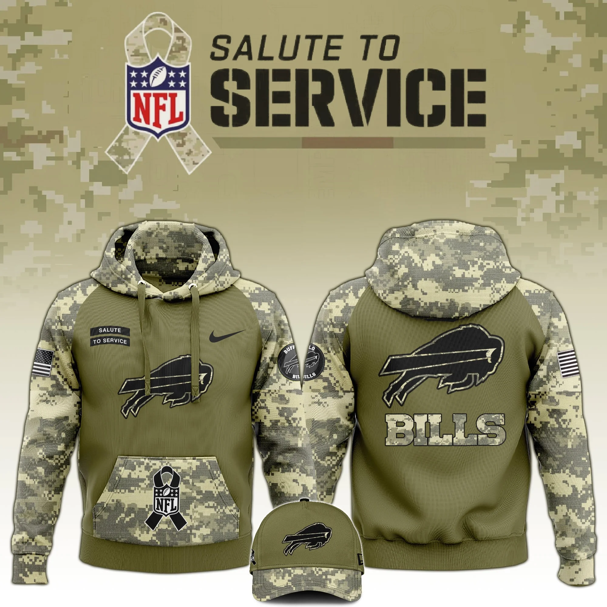 Buffalo Bills Salute to Service Club Limited Edition Camo Hoodie Gift For Bills Fans