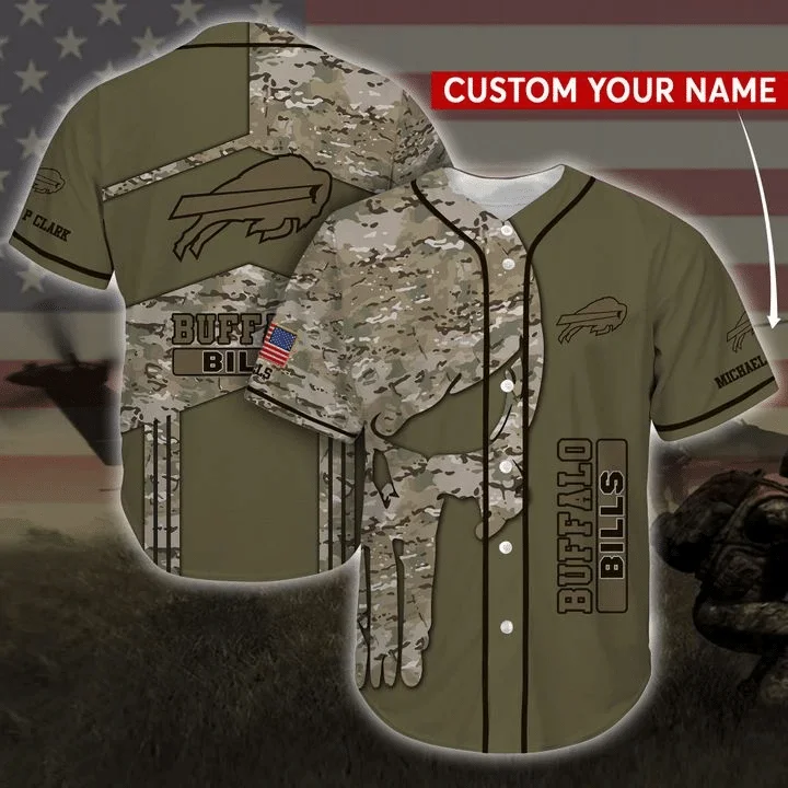 Buffalo Bills Skull Personalized Baseball Jersey 145