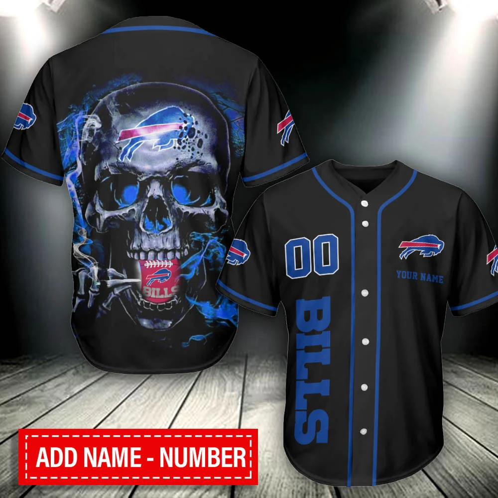 Buffalo Bills Skull Personalized Baseball Jersey 233