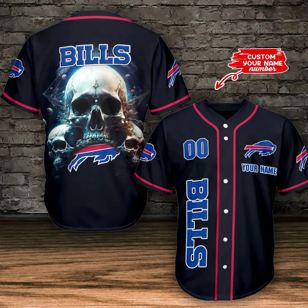 Buffalo Bills Skull Personalized Baseball Jersey 511