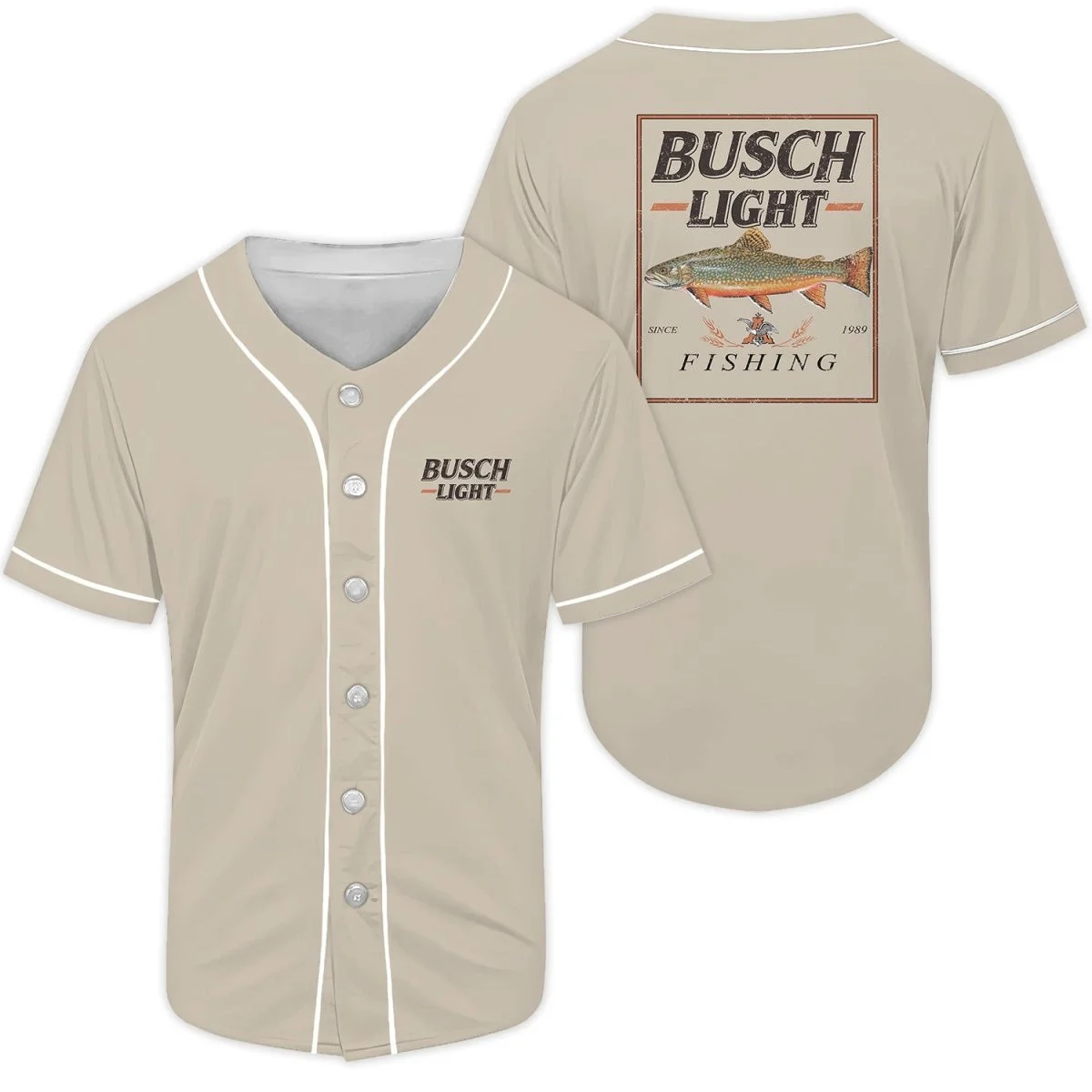 Busch Light Fishing Baseball Jersey Style8849
