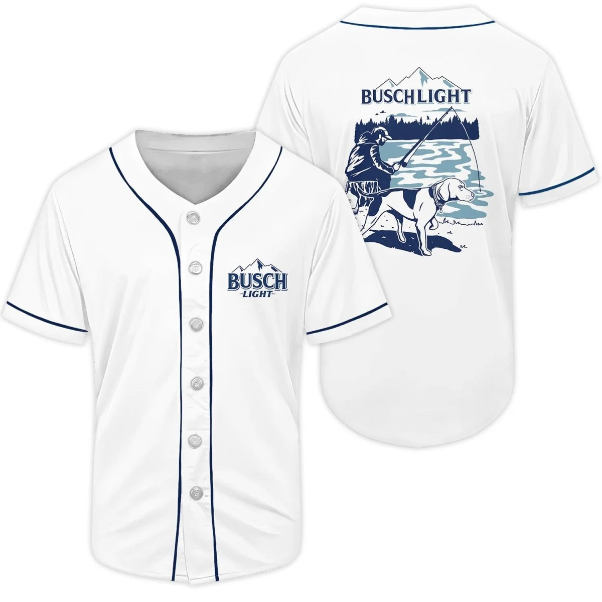 Busch Light Fishing Time Baseball Jersey Style4500