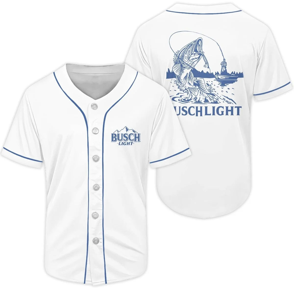 Busch Light Go Fishing Baseball Jersey Style5015