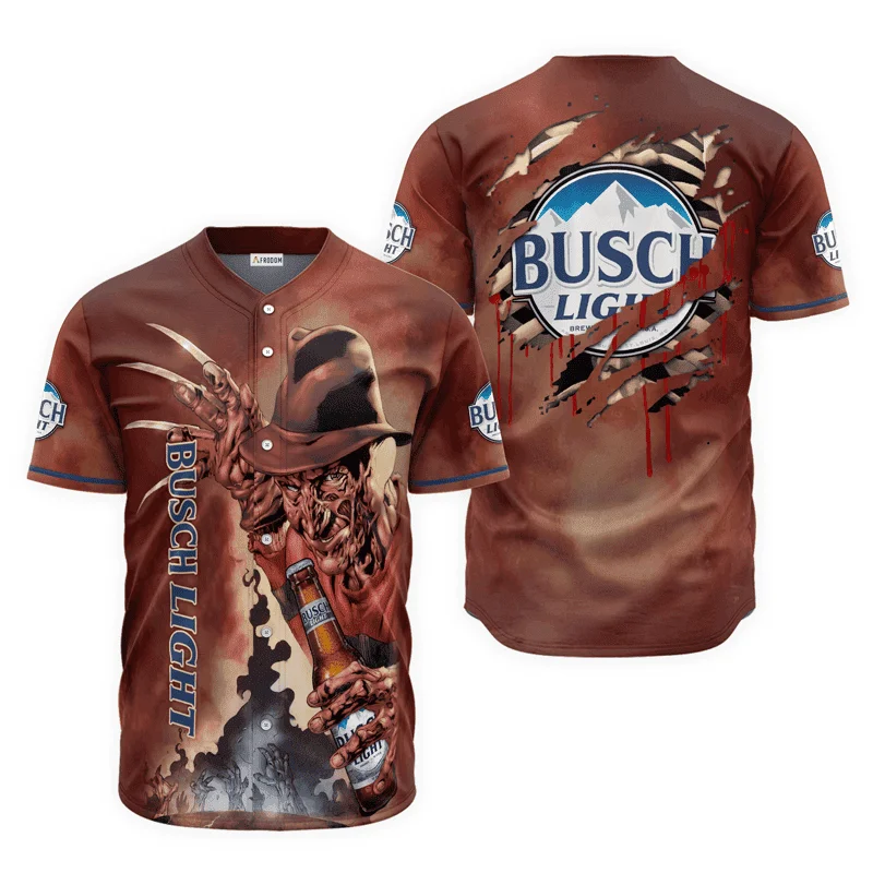 Busch Light Halloween Freddy Krueger Baseball Jersey Style6617