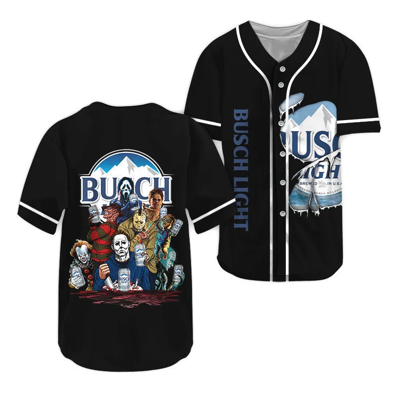 Busch Light Horror Halloween Characters Baseball Jersey Style1964
