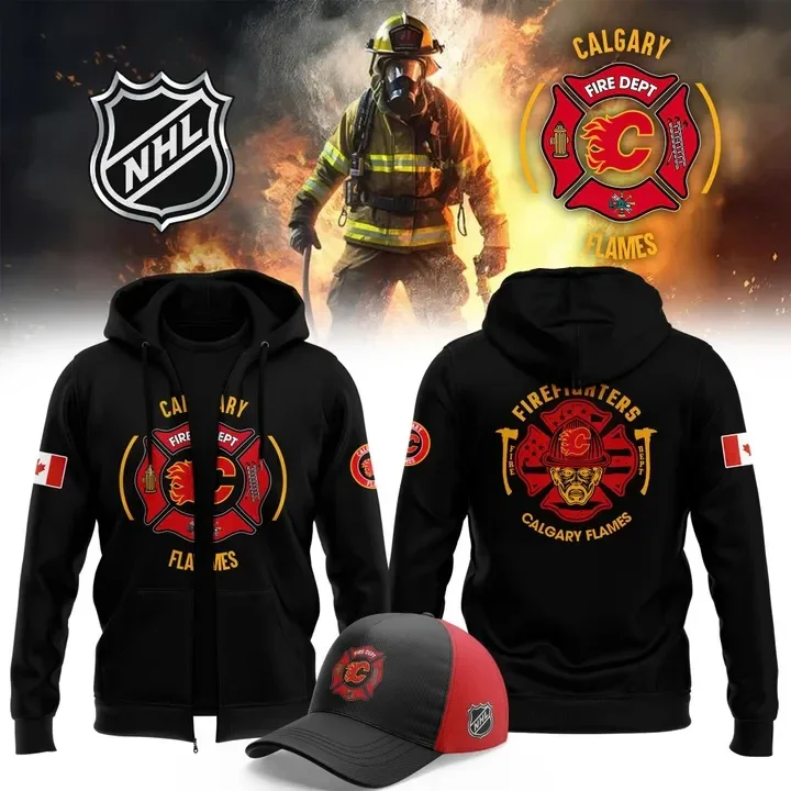 Calgary Flames x Firefighter Appreciation Night Zip Hoodie Cool Gifts For Hockey Fans