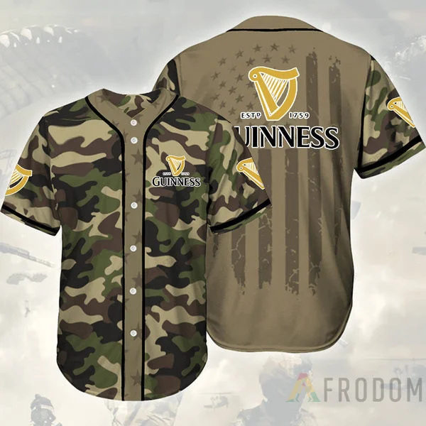 Camouflage Green Brown Guinness Beer Baseball Jersey Style3599