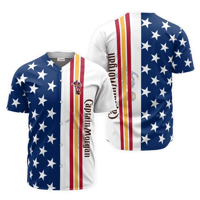 Captain Morgan American Flag Baseball Jersey Style9190