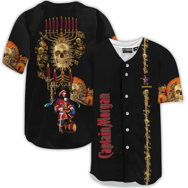 Captain Morgan Golden Skull And Pumpkin Baseball Jersey Style6186