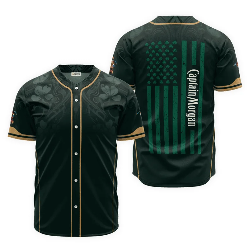 Captain Morgan St. Patrick's Day American Flag Baseball Jersey Style3578