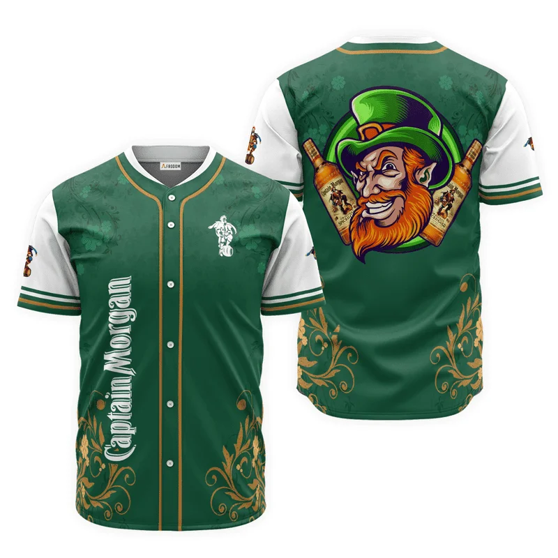 Captain Morgan St. Patrick's Day Leprechaun Baseball Jersey Style6406