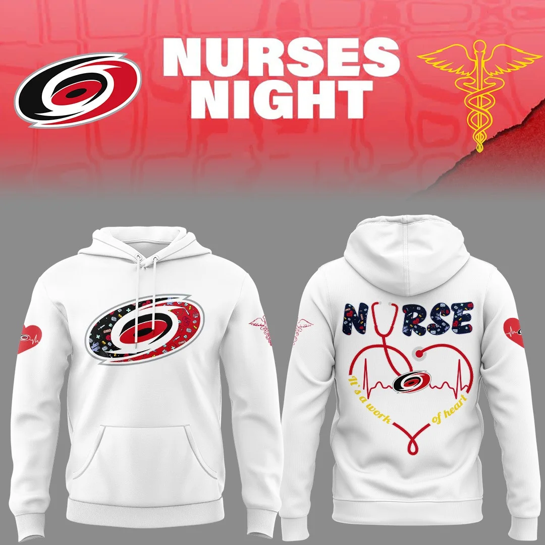 Carolina Hurricanes Nurses Night Hoodie It's A Work Of Heart Nurse Gifts For Hockey Fans