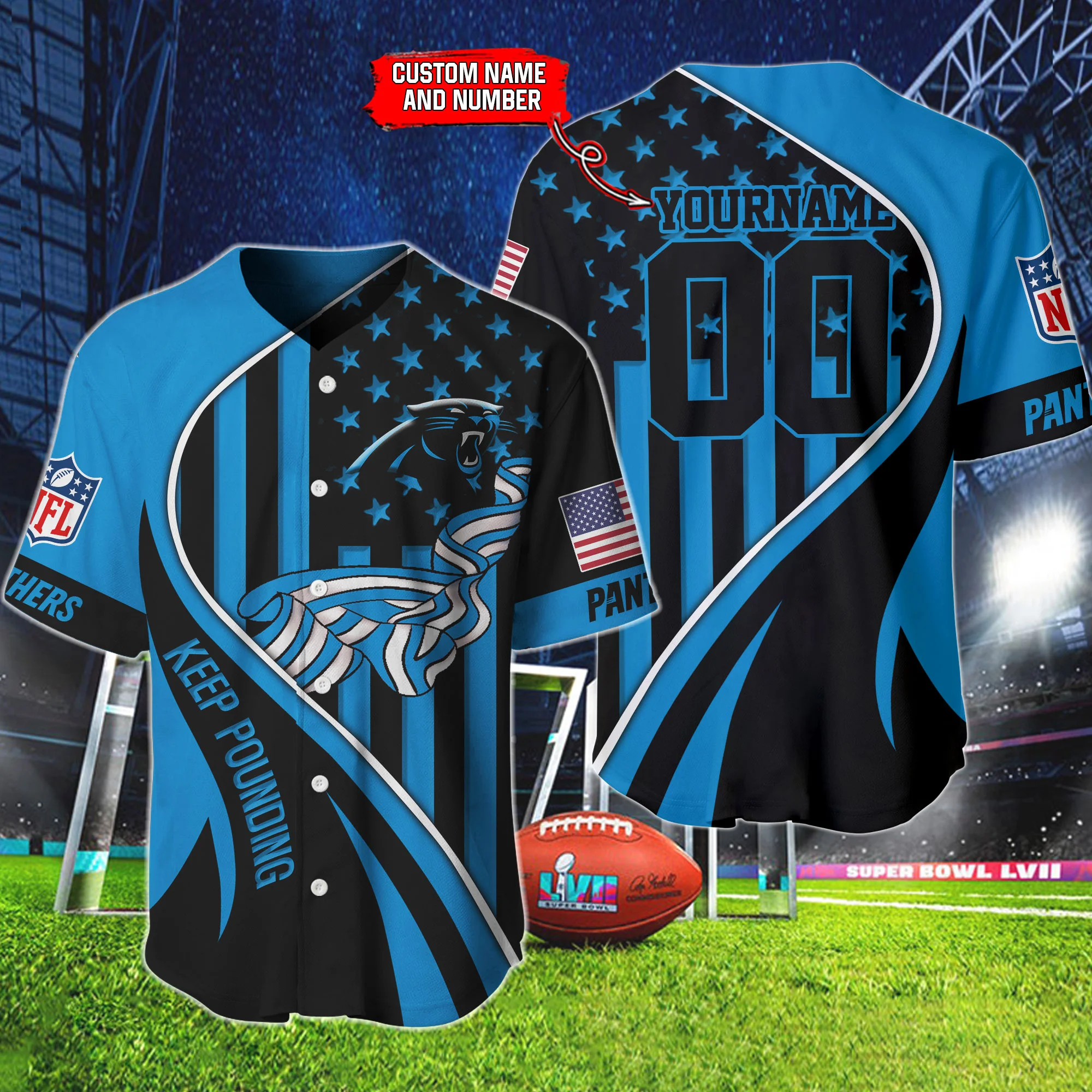 Carolina Panthers Personalized Baseball Jersey 863