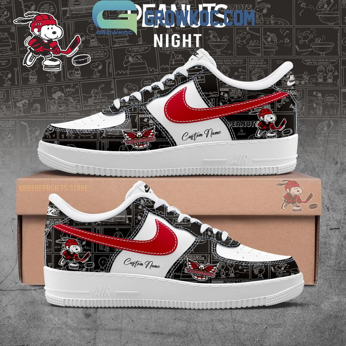 Carolina Thunderbirds 75th Anniversary Of Peanuts Air Force 1 Shoes