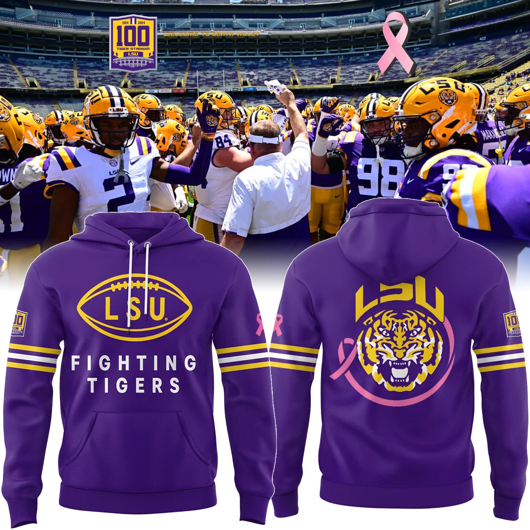 Celebrating 100 years of Tiger Stadium and a pink ribbon for breast cancer awareness month Hoodie Best Gifts For Football Players