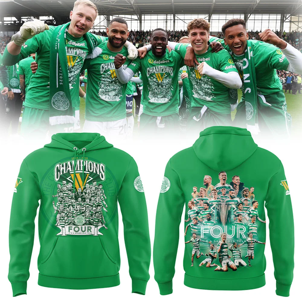 Celtic Football Club x 4th Consecutive Scottish League Title Hoodie Gift Ideas For Football Players
