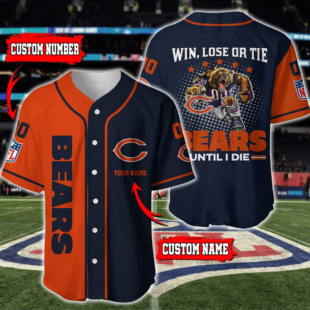 Chicago Bears Personalized Baseball Jersey Style7879