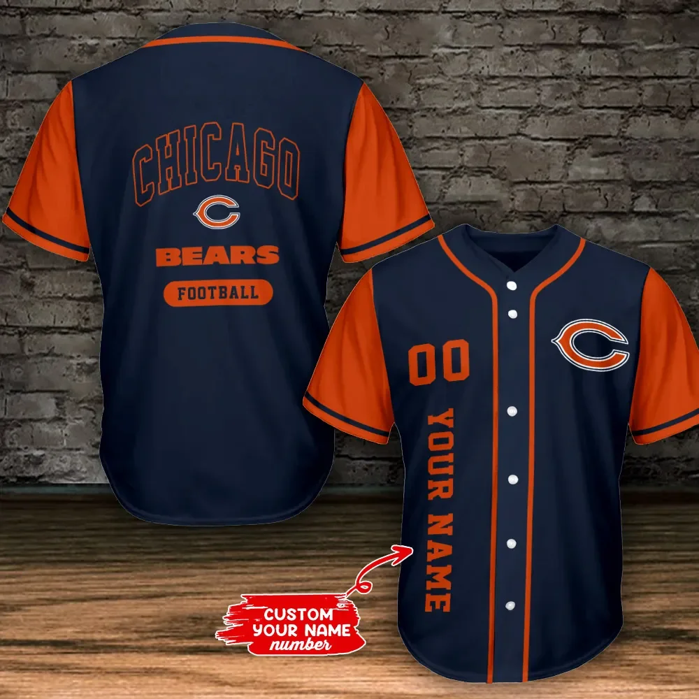 Chicago Bears Personalized Baseball Jersey Azc43