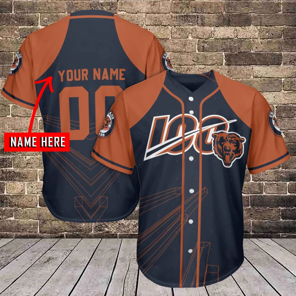 Chicago Bears Personalized Baseball Jersey Azc15